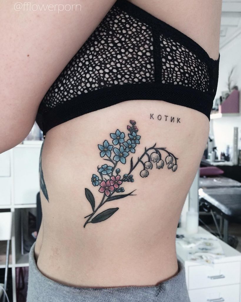 Forget me not and lily of the valley tattoo