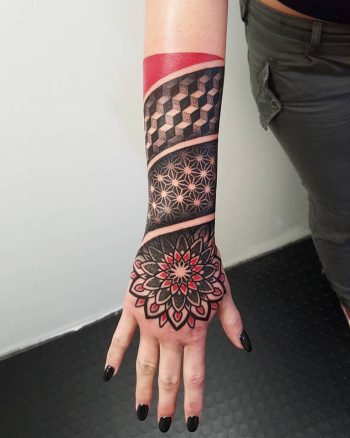 Geometric mash up style tattoo