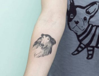 Hand poked collie tattoo