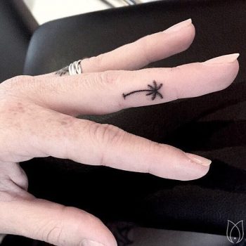 Hand poked palm tree tattoo by kokos maedchen