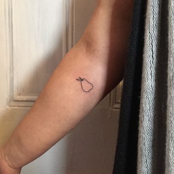 Hand poked pear tattoo by hokus poke
