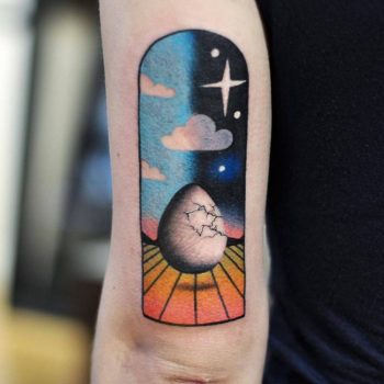 Levitating egg tattoo by david côté