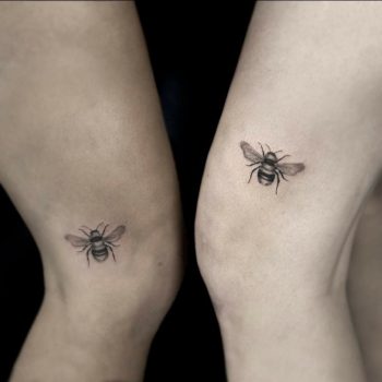 Matching bee tattoos by calvin