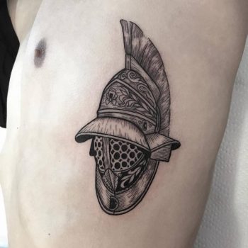 Medieval helmet tattoo by melle alyx