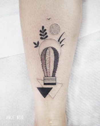 Minimalist cactus tattoo by angie noir
