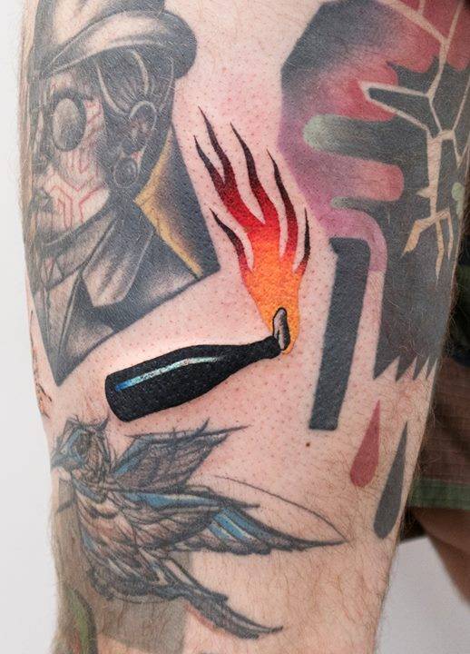 Molotov cocktail tattoo