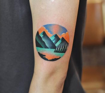 Mountainous landscape tattoo by david cote