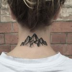 Mountains tattoo on the neck by blakey tattooer