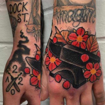 Neo traditional anvil tattoo