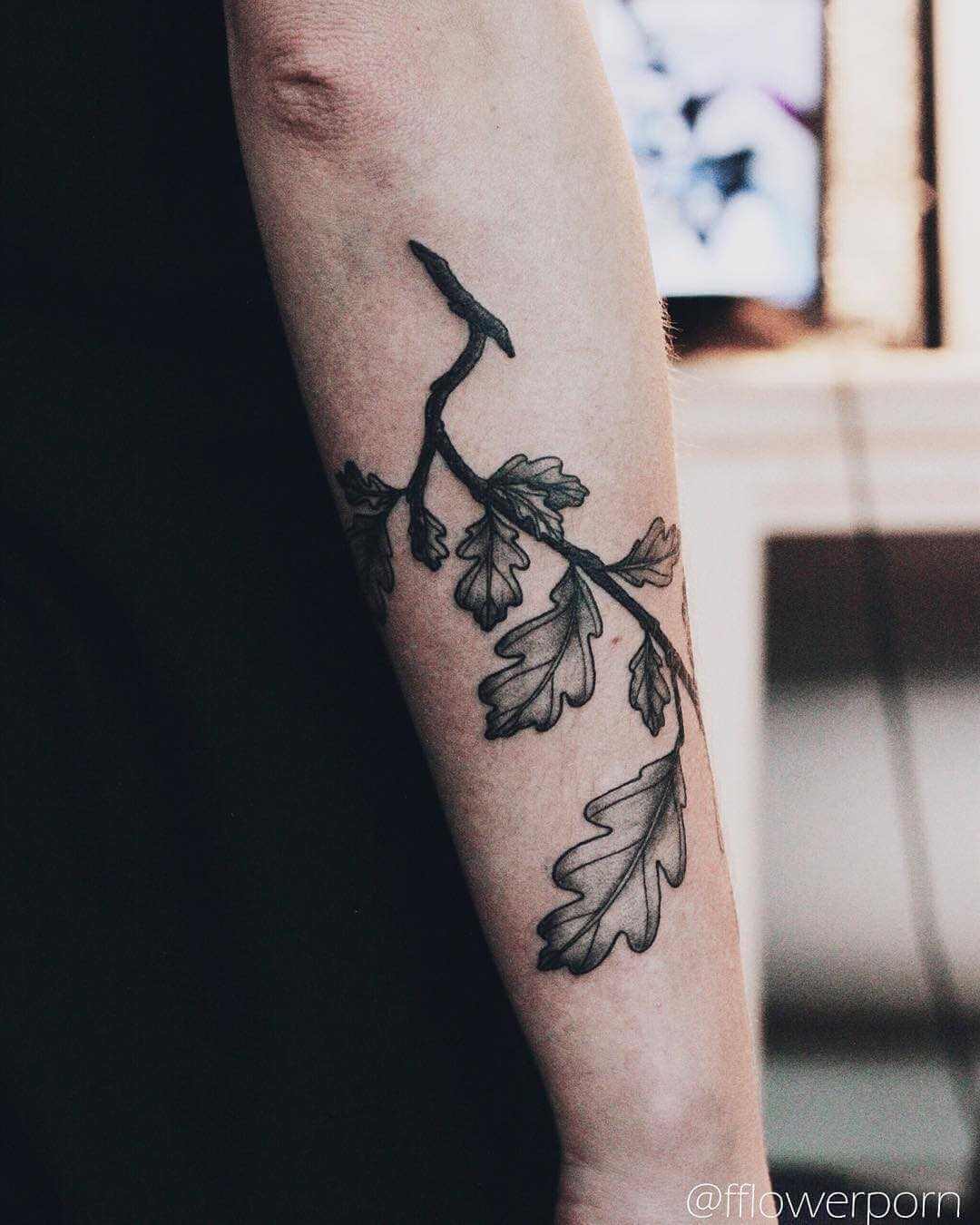 Oak branch tattoo