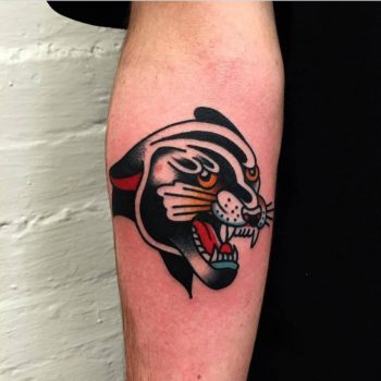 Old school panther tattoo by salsciuto tattoo