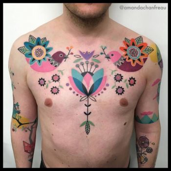 Ornamental chest tattoo by amanda chanfreau