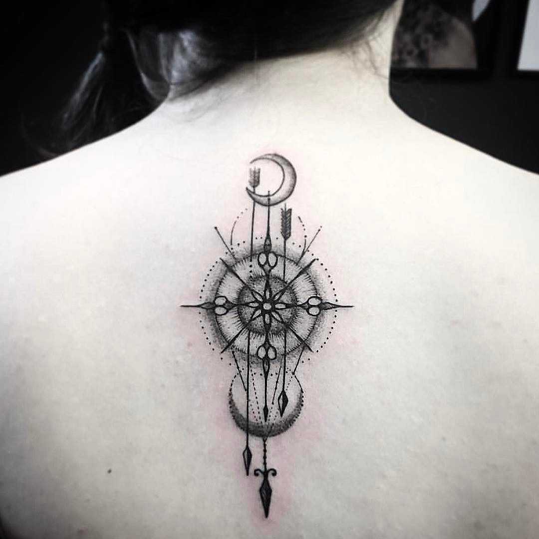Ornamental compass tattoo by unkle gregory