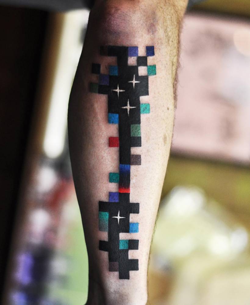Pixel line tattoo