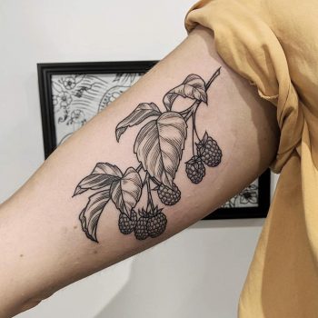 Raspberry branch tattoo