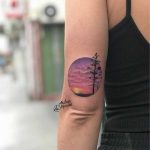 Realistic landscape and sunset tattoo by andrea morales