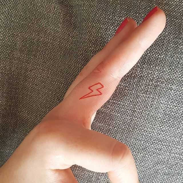 Red bolt tattoo by pokyo pokyo