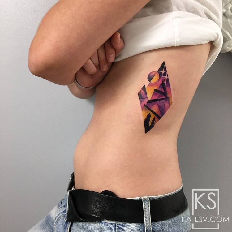 Rhombus landscape tattoo by kate sv