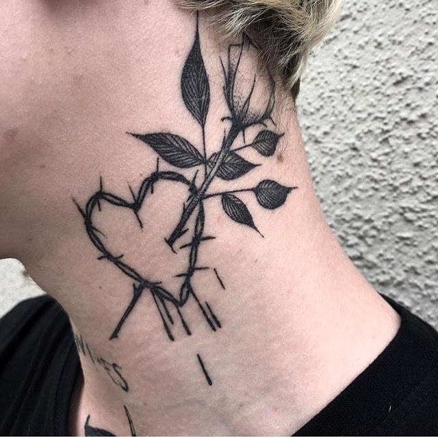 Rose stabbed heart tattoo by pastilliam