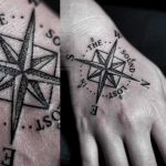 Simple compass tattoo on the right hand