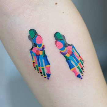 Skeleton feet tattoo by zihee done in seoul