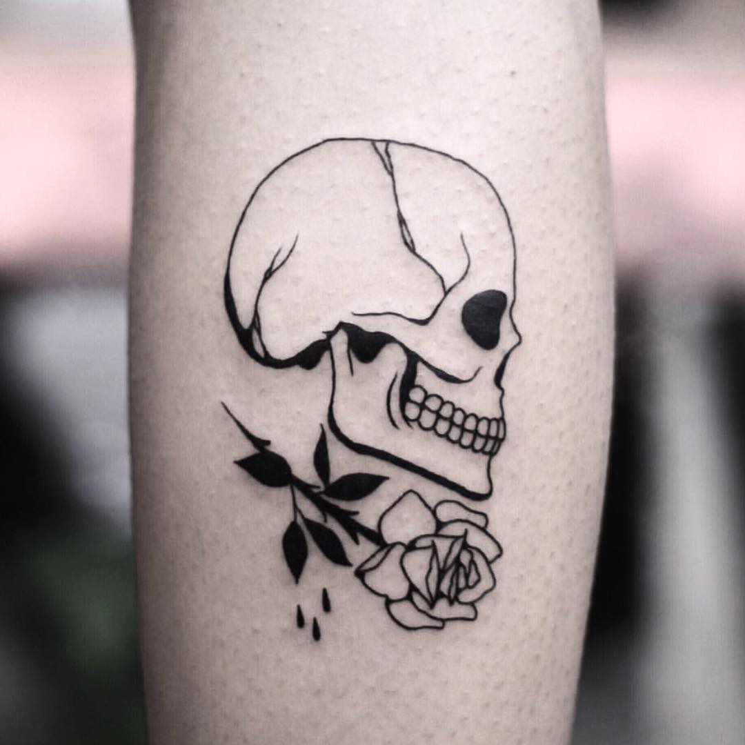 Skull and rose by eddison
