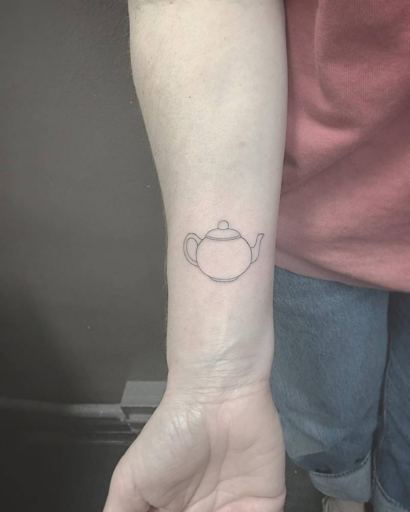 Small outline teapot tattoo
