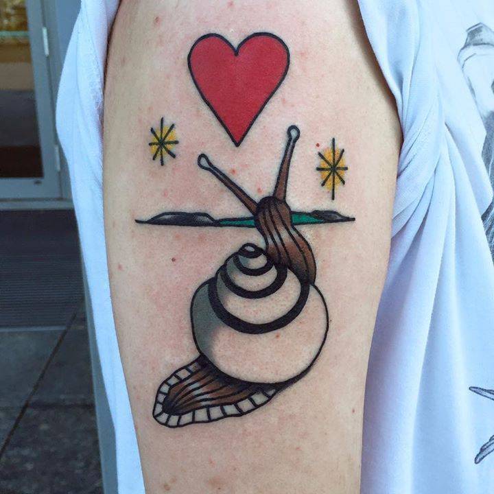 Snail and heart tattoo