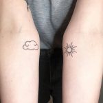 Sun and cloud tattoo by lisa pokes