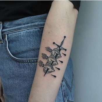 Three sword stabbed hearts by dima melancholiac