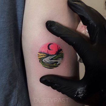 Tiny landscape sticker tattoo