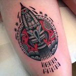Traditional rocket tattoo by almagro tattooer