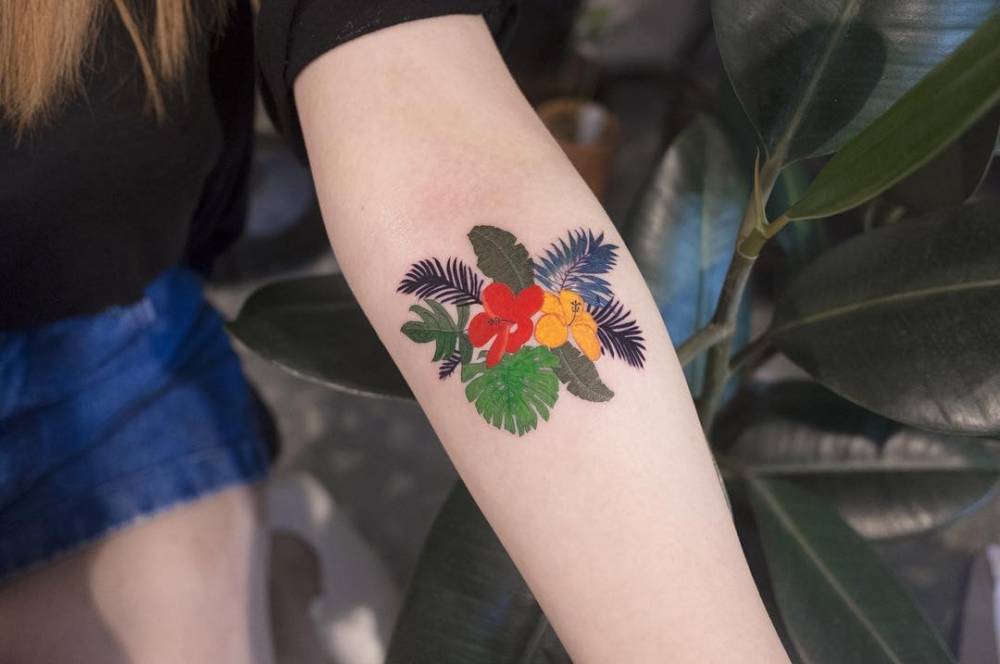 Tropical plants tattoo