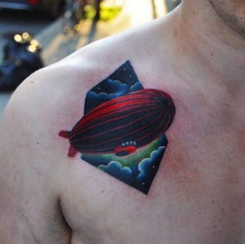 Zeppelin tattoo on the chest