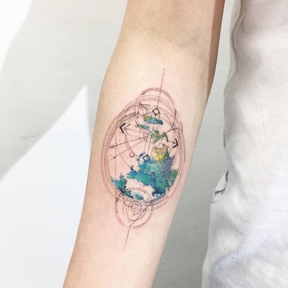 Abstract earth tattoo by Ilwol Hongdam