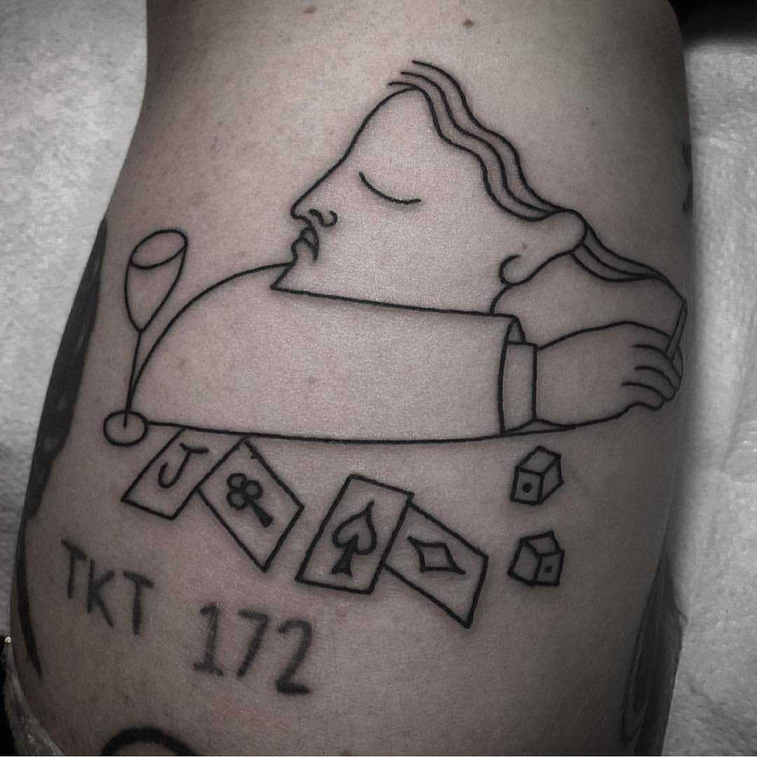 Abstract poker player tattoo