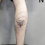Abstract storm tattoo on the calf