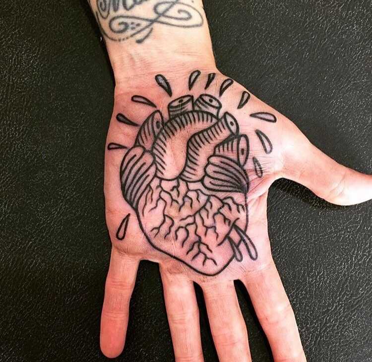 Anatomical heart on the palm