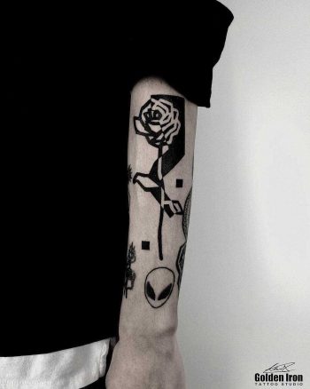 Black rose tattoo by Judy