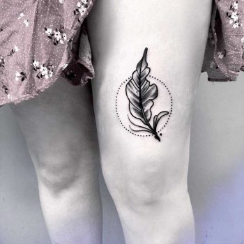 Blackwork autumn leaf tattoo