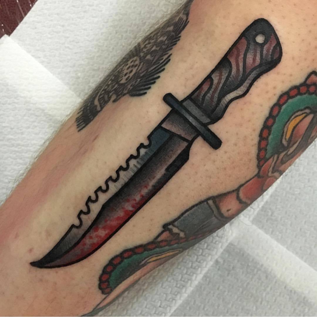 Bloody knife tattoo by jeroen van dijk
