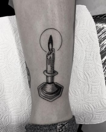 Burning blackwork candle tattoo