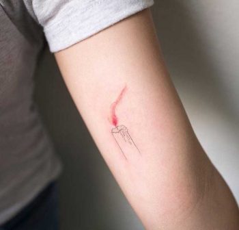 Burning candle tattoo by Ilwol Hongdam