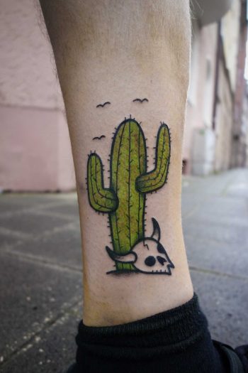 Cactus and skull