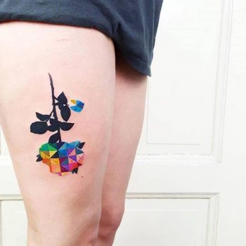 Colorful rose tattoo by Matteo Nangeroni