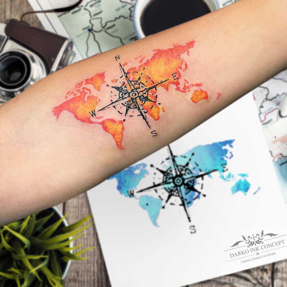 Compass and world map by Tansel Darko