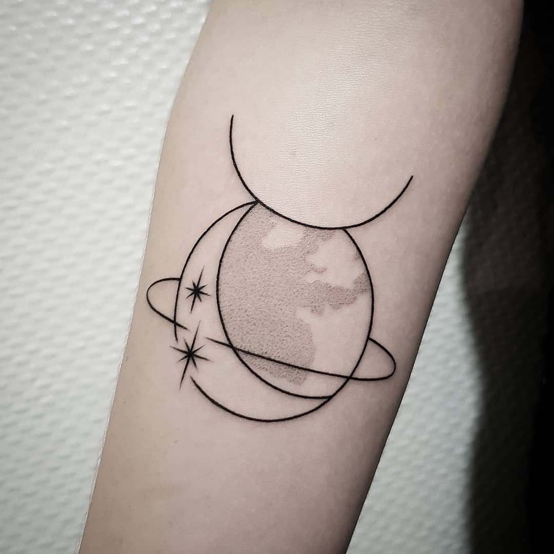 Conceptual planet tattoo