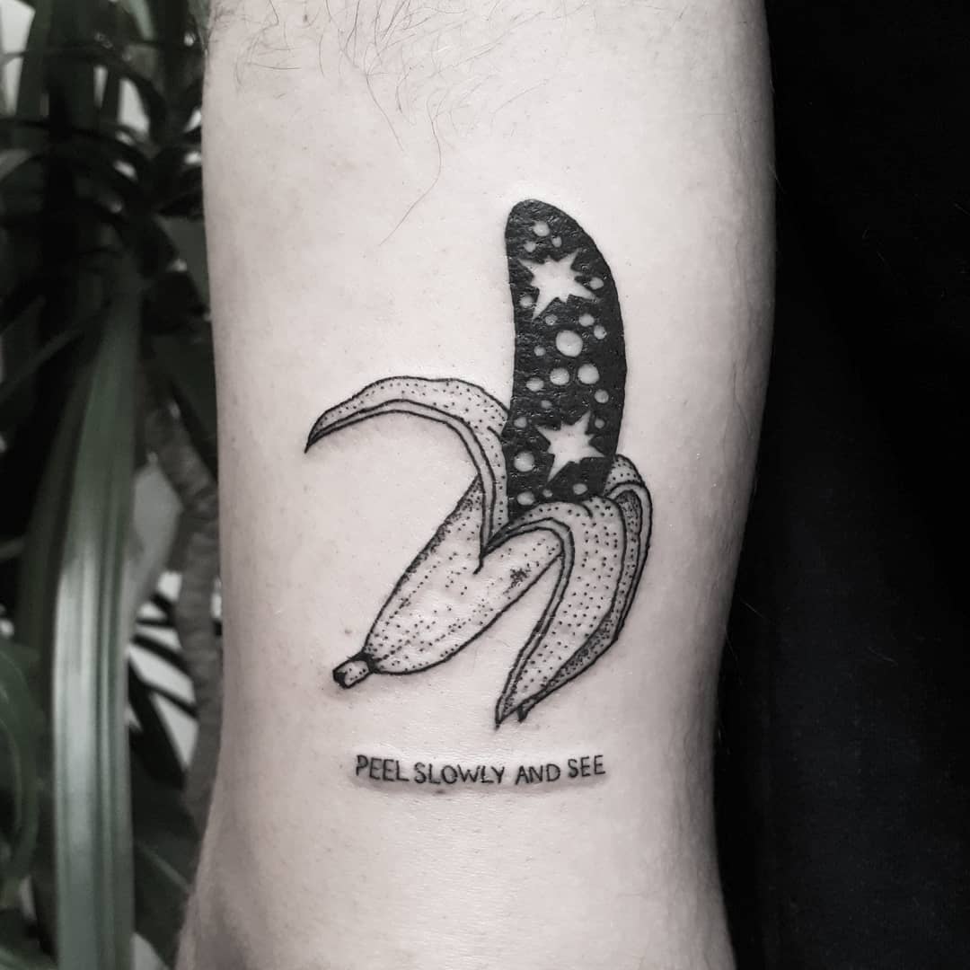 Cosmic banana tattoo
