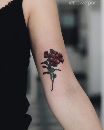 Cowberry tattoo on the left arm