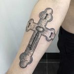 Cross and key tattoo